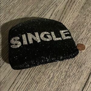 Black Beaded Clutch with 'SINGLE' Design
